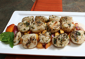 Grilled Scallops with Pineapple Peach Salsa Recipe