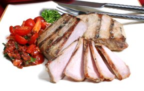 Grilled Mustard Pork Chops with Two Tomato Salsa
